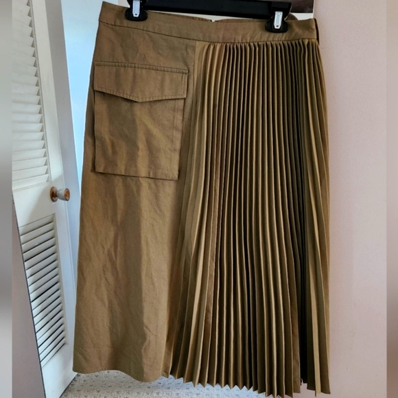 Mare Mare x Anthropologie Pleated Fall Cargo Skirt Olive Green Large EUC - Picture 9 of 9